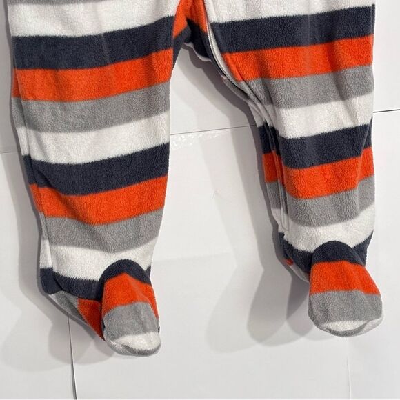 Carter's Boys Fleece Orange Grey White Striped Footie Pajamas Sleeper Pjs 9M - Picture 4 of 14